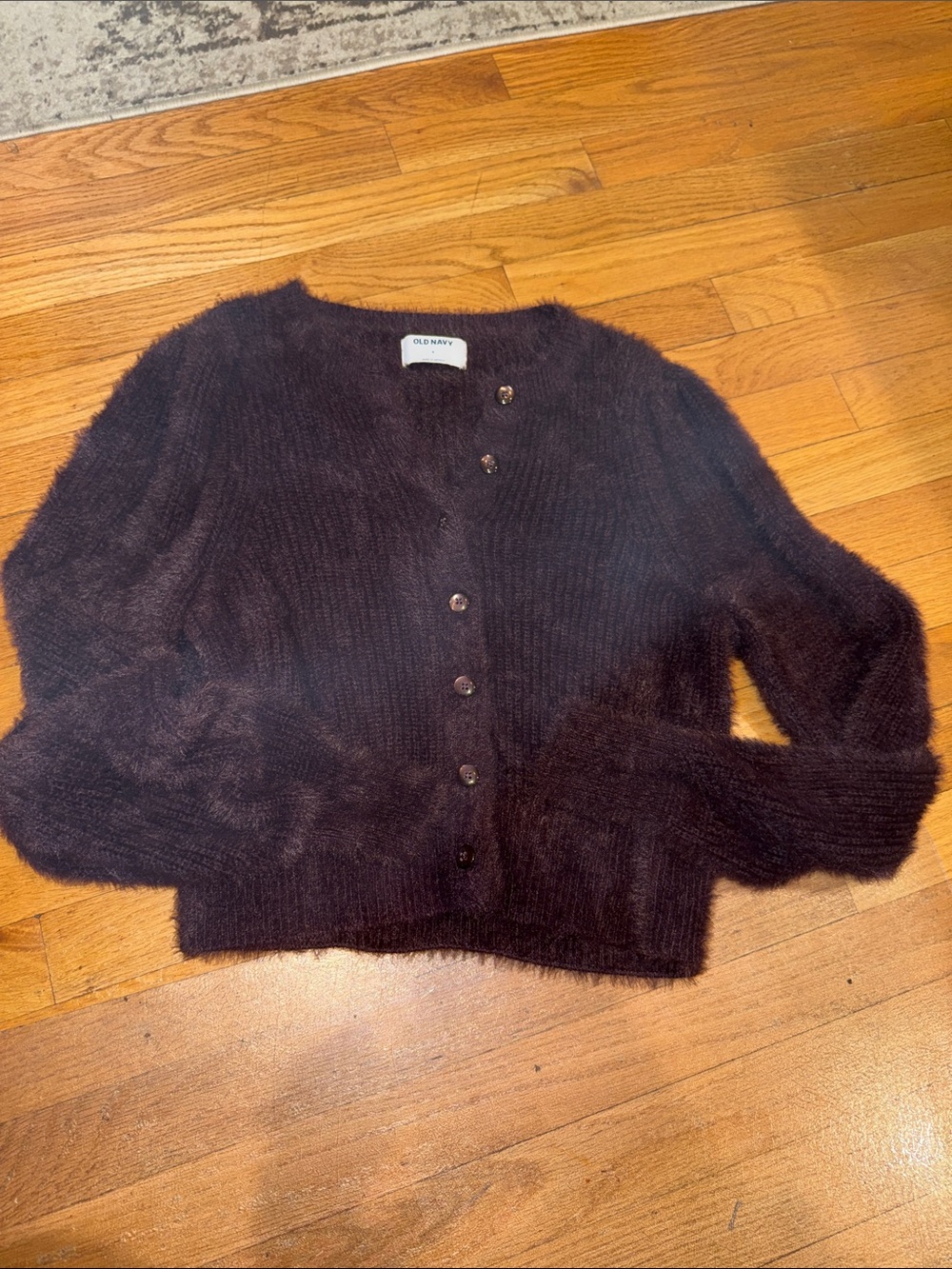 Old Navy Brown Fuzzy Mohair-Blend Button Cardigan